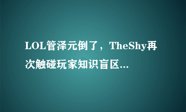 LOL管泽元倒了，TheShy再次触碰玩家知识盲区，怎么评价？