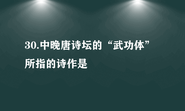 30.中晚唐诗坛的“武功体”所指的诗作是