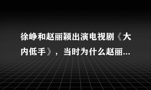 徐峥和赵丽颖出演电视剧《大内低手》，当时为什么赵丽颖没火？