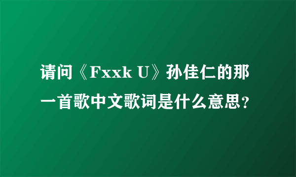 请问《Fxxk U》孙佳仁的那一首歌中文歌词是什么意思？