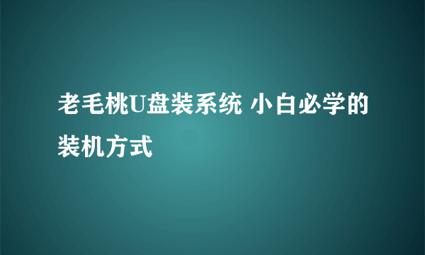 老毛桃U盘装系统 小白必学的装机方式