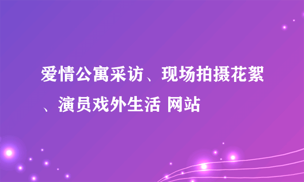 爱情公寓采访、现场拍摄花絮、演员戏外生活 网站