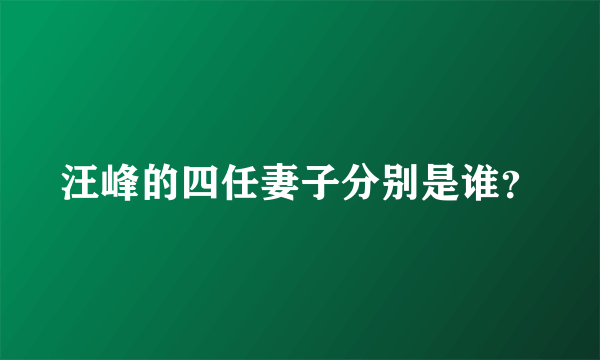 汪峰的四任妻子分别是谁？